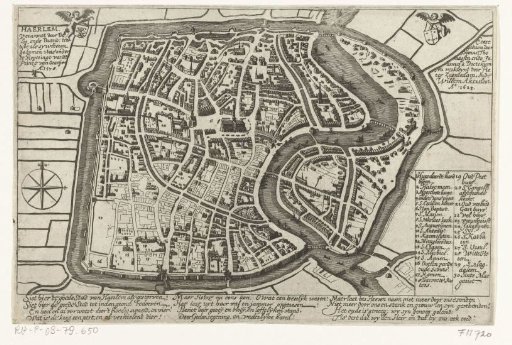 Plan of Haarlem with the devastation after the siege and the great fire of 1576