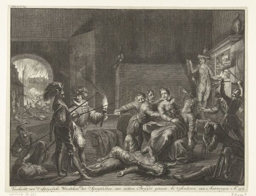 Assault on a bride by Spanish soldiers during the Spanish Fury in Antwerp, 1576