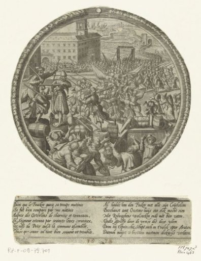 Panic among the German soldiers due to the arrival of a few ships of the Prince of Orange, 1577