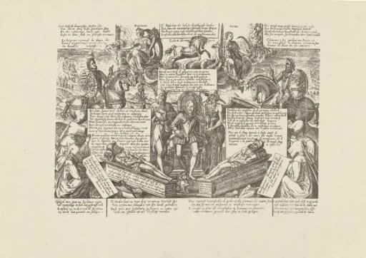 Reproduction of the print Netherlands Delivered from Three Tyrants, 1578