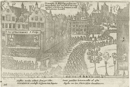 Joy after the news of the assassination attempt by Jean de Jauregui on William of Orange, 1582