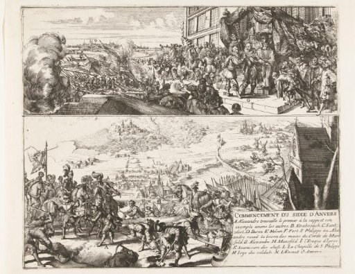 Two depictions of the siege of Antwerp by the Duke of Parma, 1584-1585