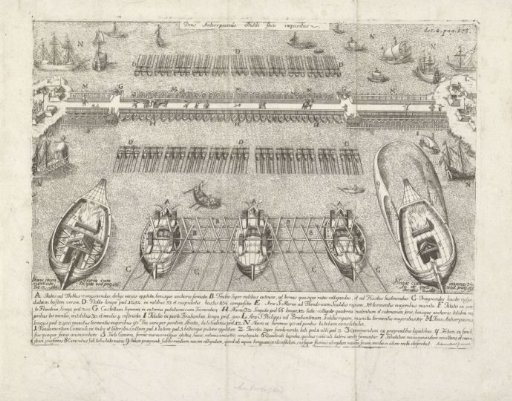 The ship bridge in the Scheldt, 1585