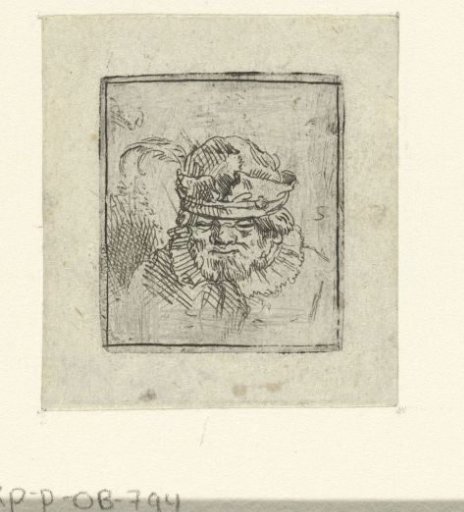Bust of a man with a feathered cap