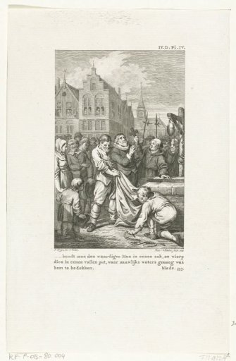 Preacher Johannes Florianus of Brussels bound in a sack as a heretic and thrown into a well, 1585