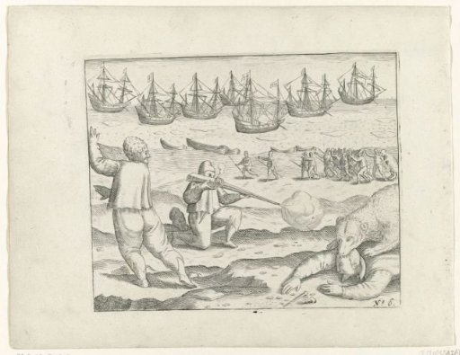 Shooting the Polar Bear that Had Attacked Two Sailors, 1595