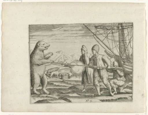 Three Polar Bears near the Ship Run Aground, 1596