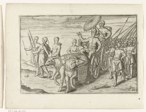 The King of Bali in his carriage, 1597
