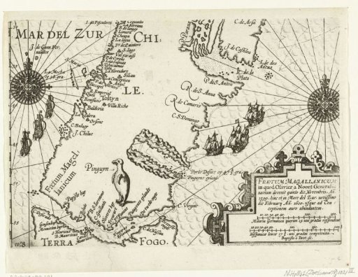 Map of the Southern Point of South America with the Strait of Magellan, 1599-1600