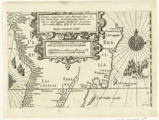 Map of the Coasts of Peru and Brazil, 1600