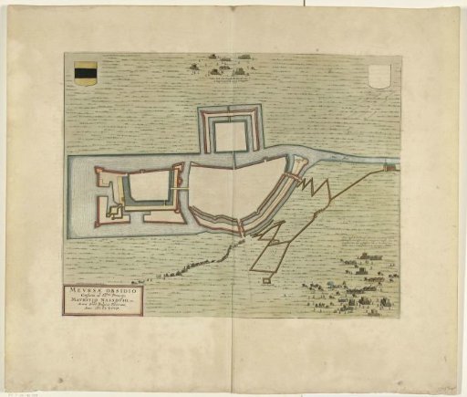 Map of Meurs with the fortifications, 1597