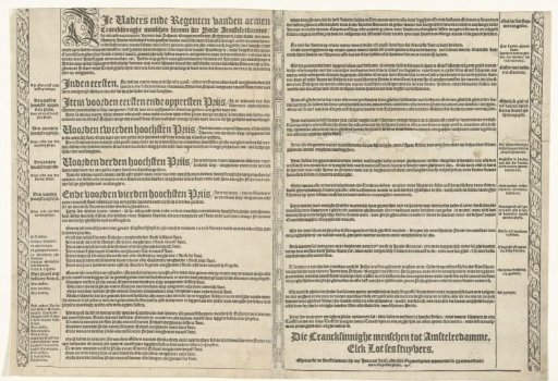 Description of prizes and conditions for a lottery for the Lunatic Asylum in Amsterdam