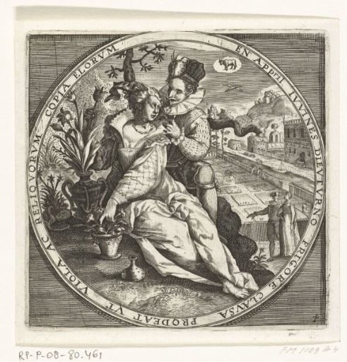The Month of April, Lovers in a Garden, ca. 1600
