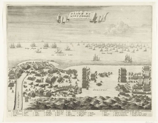 The States Army crosses the harbor at Nieuwpoort and the first skirmishes with the Spanish army, 1600