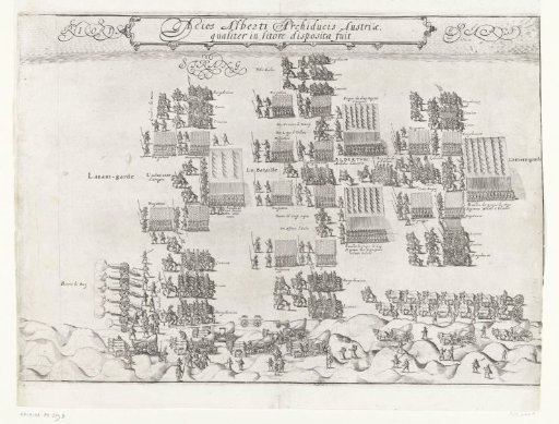 The States and Spanish armies face each other on the beach at Nieuwpoort (right sheet), 1600