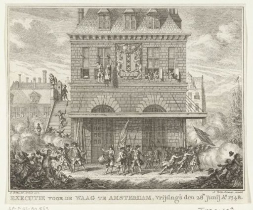 Unrest during the hanging of a man and woman at the Waag in Amsterdam, 28 June 1748