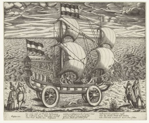 The Sailing Wagon of Simon Stevin, 1602