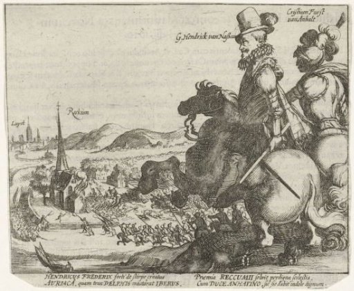 Frederick Henry and Christian of Anhalt drive the Walloon troops away from Rekem near Maastricht, 1610