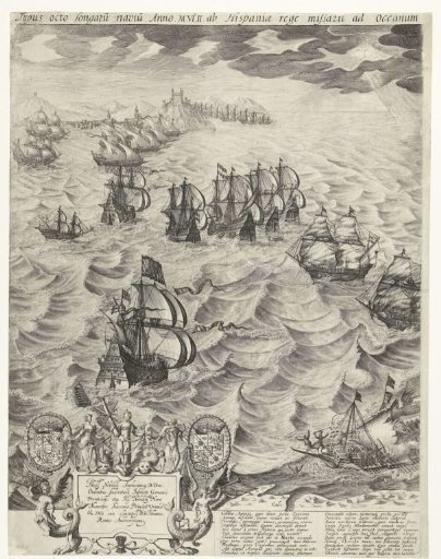Destruction of the Spanish galleys off the Flemish coast (left panel), 1602