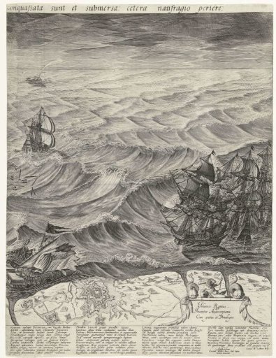 Destruction of the Spanish galleys off the Flemish coast (right panel), 1602