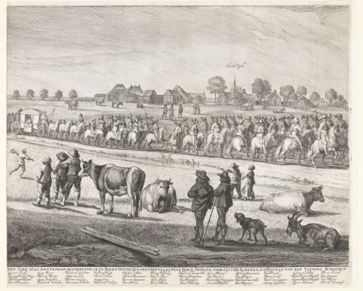 Procession of the Civic Guard along the Haarlemmer Trekvaart during the Entry of Queen Henrietta Maria into Amsterdam, 1642 (Middle Sheet)