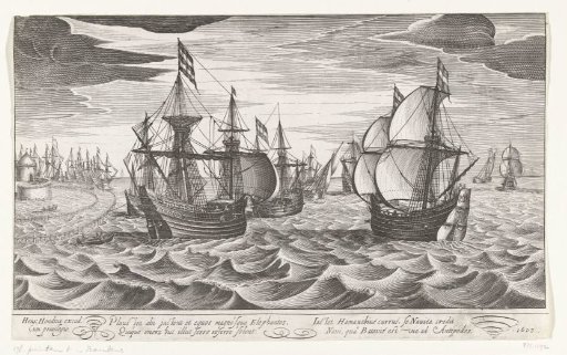 Fleet of nine ships departing from Amsterdam for the East Indies, 1603