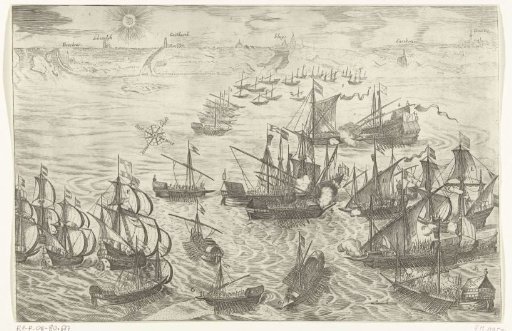 Naval battle in which the eight galleys of Spinola are defeated by the fleet of Joos de Moor, 1603