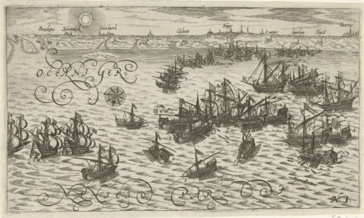 Naval battle in which the eight galleys of Spinola are defeated by the fleet of Joos de Moor, 1603