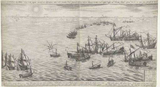 Naval battle in which the eight galleys of Spinola are defeated by the fleet of Joos de Moor, 1603