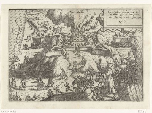 Siege of Ostend: fire in Fort Albertus on 13 November 1601