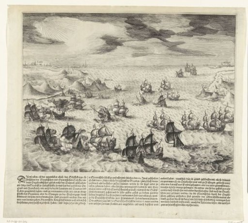 Naval battle between Dutch and Spanish ships in the Channel, 1605