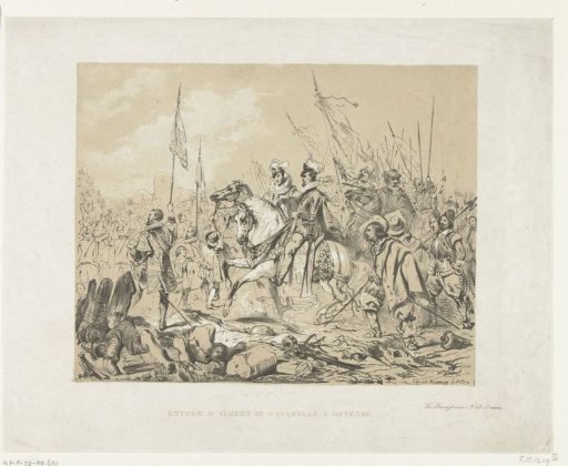 Albert and Isabella visit the destroyed city of Ostend on horseback, 1604