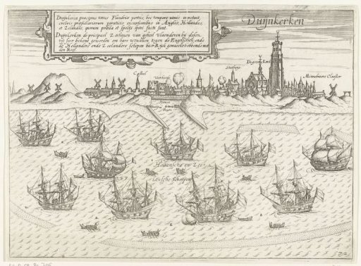 Ten Dutch and Zeeland ships at anchor off Dunkirk, ca. 1605
