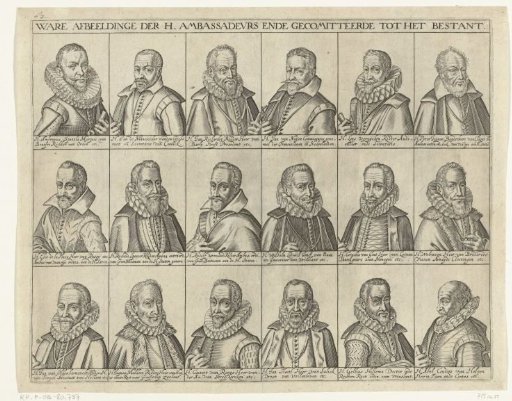 Portraits of the eighteen participants in the peace negotiations, 1608