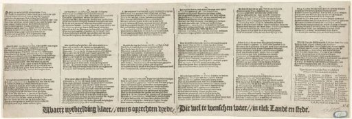 Text sheet accompanying the print on the prosperity that peace will bring to the Netherlands, 1608