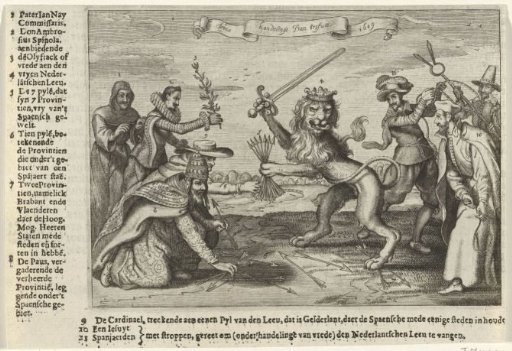 Allegory on the peace negotiations for the Truce, 1609