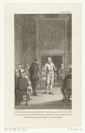 Mayor Cornelis Pietersz. Hooft pleading with Maurits against the resistance to the law in Amsterdam, 1618