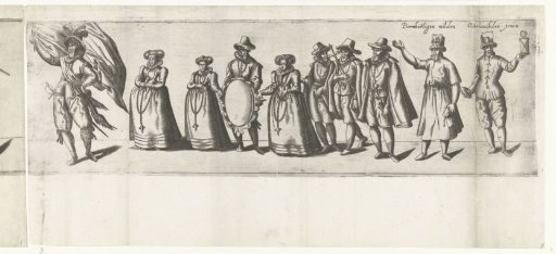 Procession by the Flemish rhetoricians' chamber De Orange Lelie / De Witte Lelie of Leiden (second part), 1607