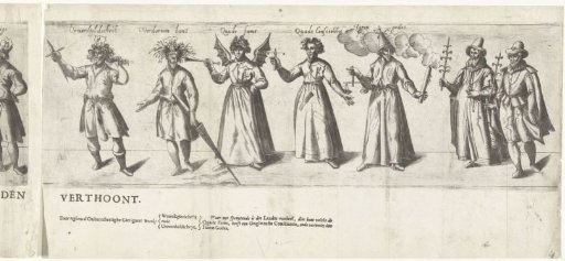 Procession by the Flemish rhetoricians' chamber De Orange Lelie / De Witte Lelie of Leiden (fourth part), 1607