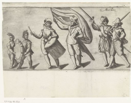 Procession by the rhetoricians' chamber De Corenaren of Katwijk-aan-de-Rijn (first part), 1607