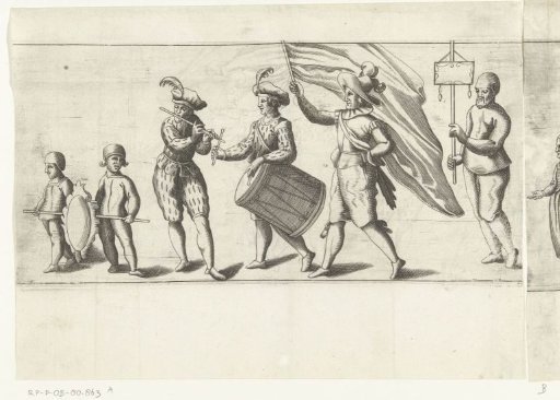 Procession by the rhetoricians' chamber De Witte Ackoleyen of Leiden (first part), 1607