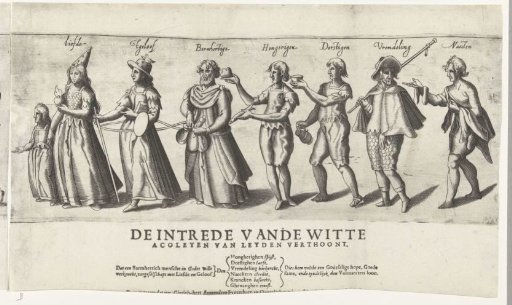 Procession by the rhetoricians' chamber De Witte Ackoleyen of Leiden (second part), 1607