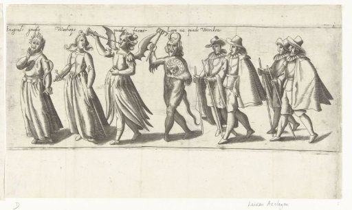 Procession by the rhetoricians' chamber De Witte Ackoleyen of Leiden (fourth part), 1607
