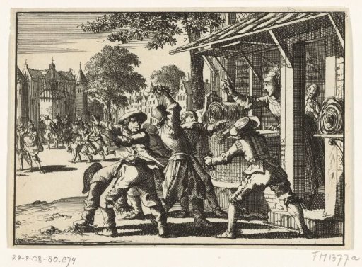 The shops of the counter-remonstrants in Schoonhoven are attacked and pelted with dirt, 1617