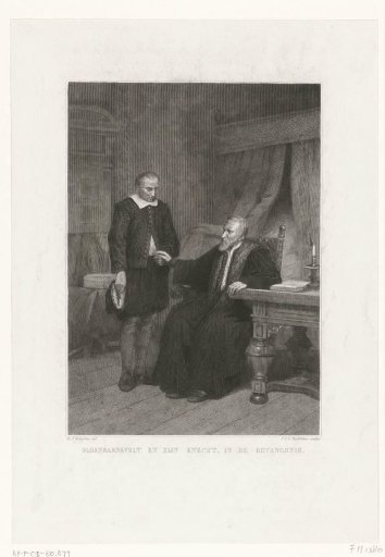 Oldenbarnevelt and his servant Jan Francken in prison the night before his execution, 1619