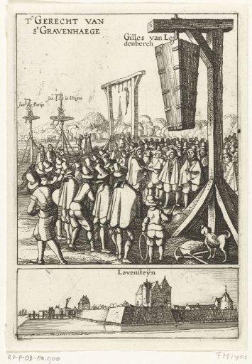 The coffin of Ledenberg is hung on the gallows, 1619