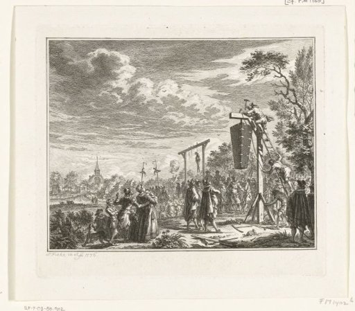 The coffin of Ledenberg is hung on the gallows, 1619