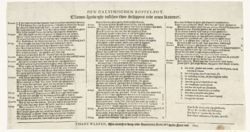 Text sheet accompanying a satirical print on the defeat of Frederick of Bohemia in the Battle of the White Mountain near Prague, 1620