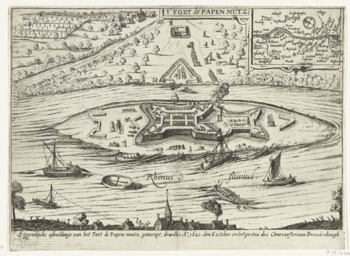 Fort Papenmuts built by Maurice in the Rhine, 1620