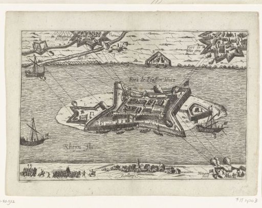 Bombardments of and from the fort Papenmuts built by Maurice in the Rhine, 1620